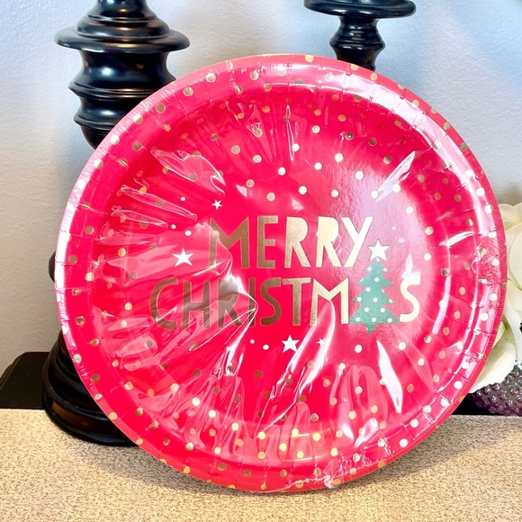 NWT Gold Foil MERRY CHRISTMAS Party Plate Bundle - Picture 2 of 3